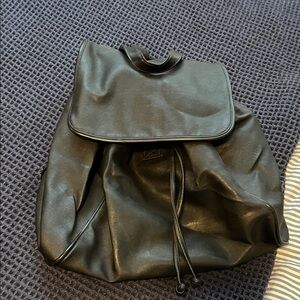 Black Faux Leather Backpack